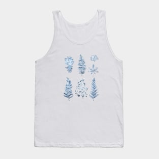 blue leaves collection watercolor Tank Top